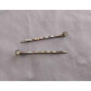Silver Tone Rhinestone Hair Bobby Pins Elegant Set Of 2